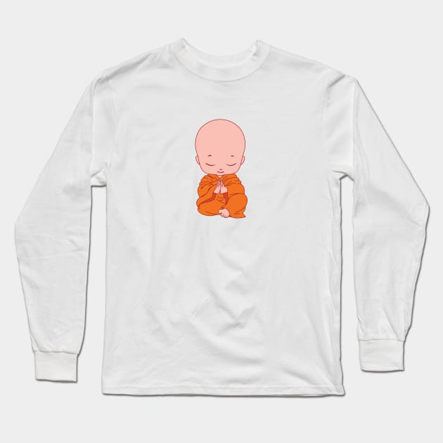 Zen buddah baby - peace and calm and love message Long Sleeve T-Shirt by retropetrol